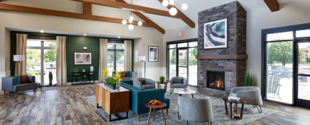 An interior photo of the clubhouse at Christiana Meadows