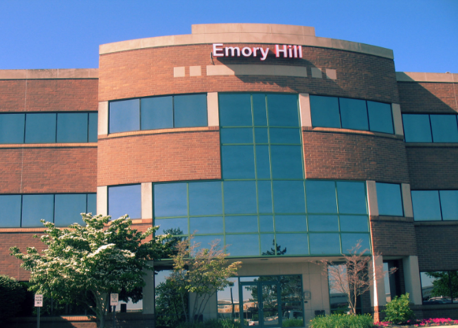 A picture of 10 Corporate Commons showing the Emory Hill Sign