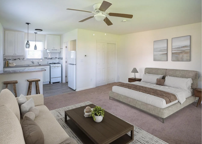 An interior photo of the apartment buildings at Lancashire Apartments, now known as Larkwood Apartments.