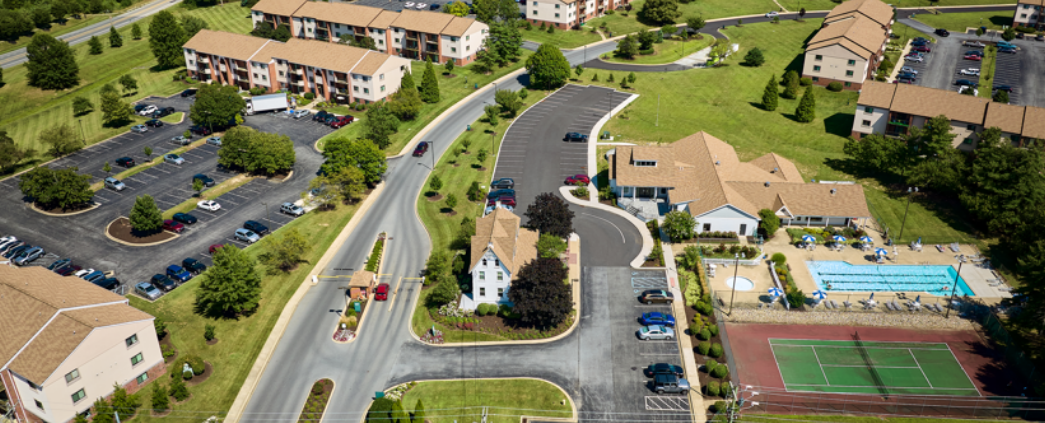An aerial photo of Christiana Meadows