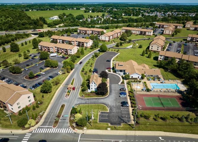 An aerial photo of Christiana Meadows