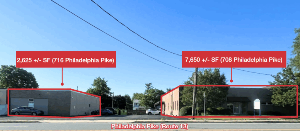 A picture of the two buildings at 708 and 716 Philadelphia Pike.