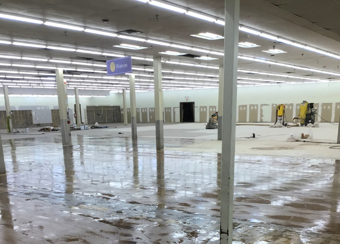 An interior picture of renovations in progress of the Goodwill Aston store