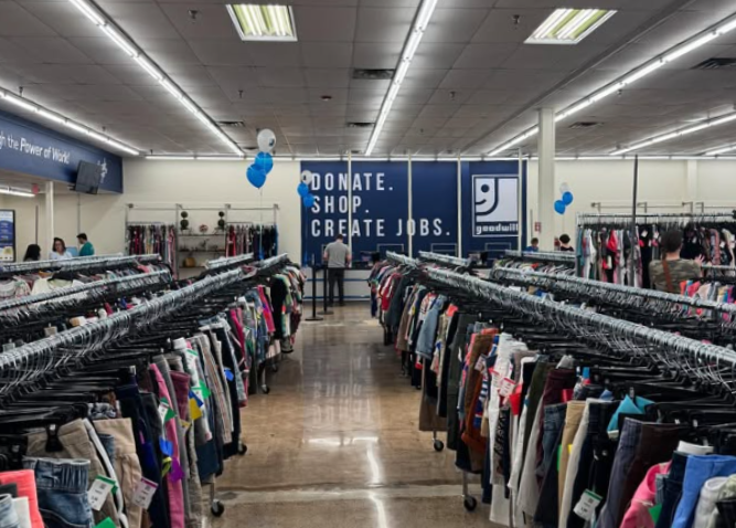 An interior picture of the renovated Goodwill Aston store