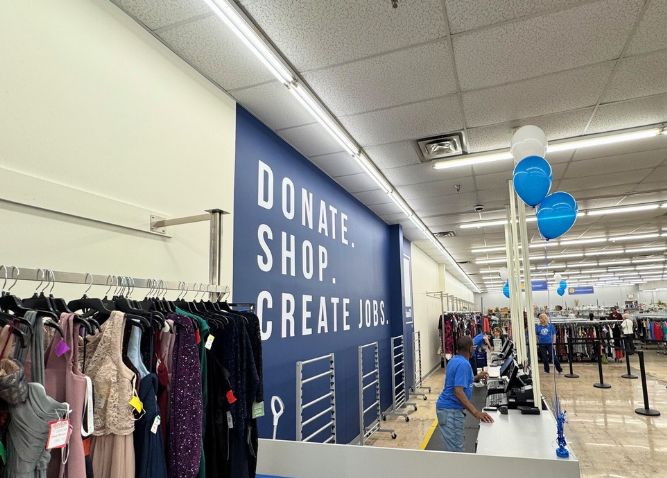 An interior picture of the renovated Goodwill Aston store