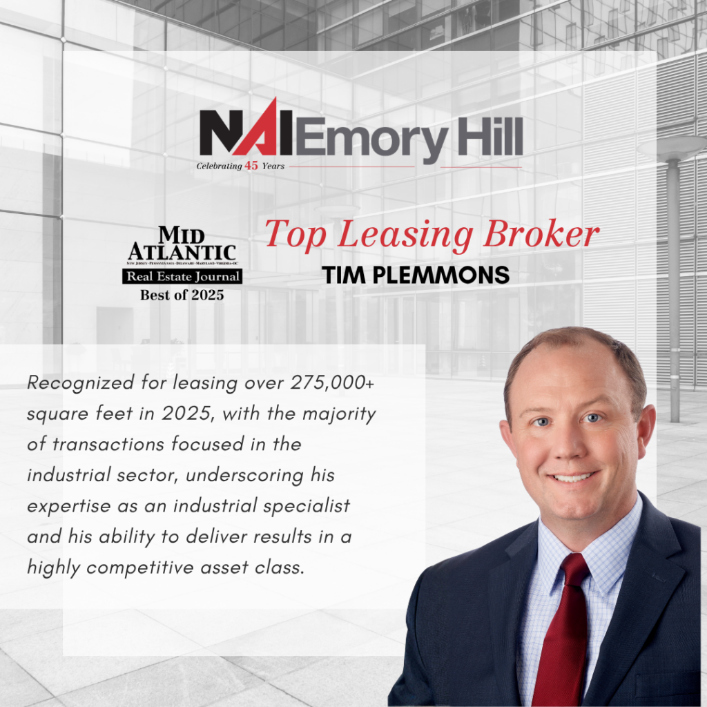 A photo of Tim Plemmon's Recognition as Top Leasing Broker.