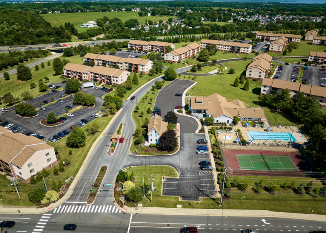 An aerial view of Christiana Meadows