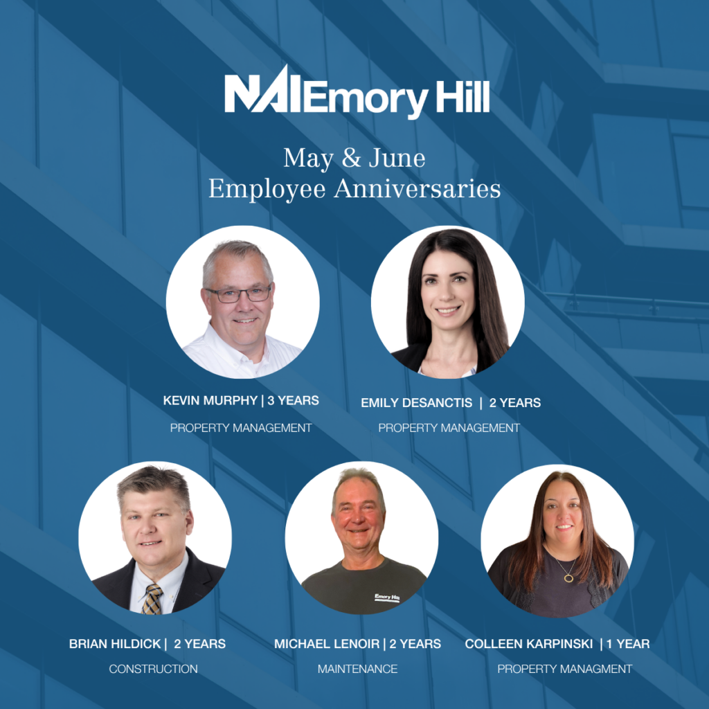 A photo grid of the employees celebrating their anniversaries.