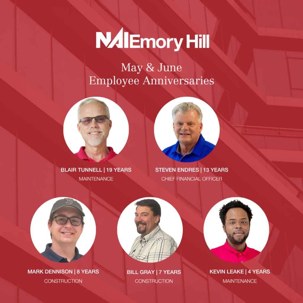 A photo grid of the employees celebrating their anniversaries.