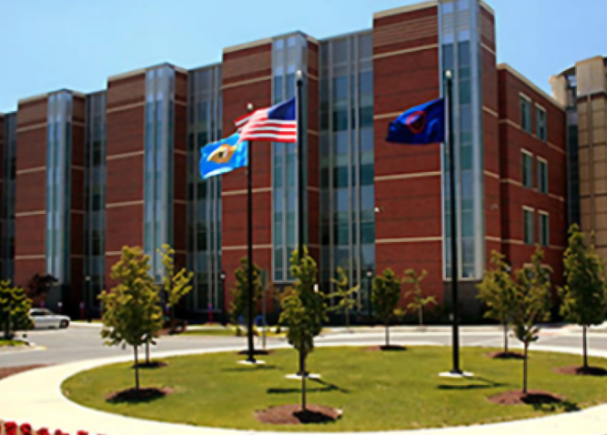 A photo of the exterior of the DSU library