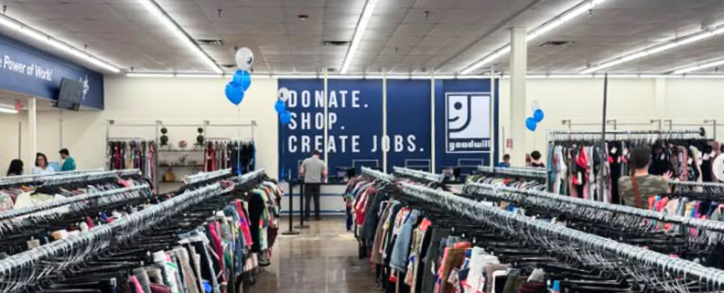 A picture of the interior of a Goodwill retail store