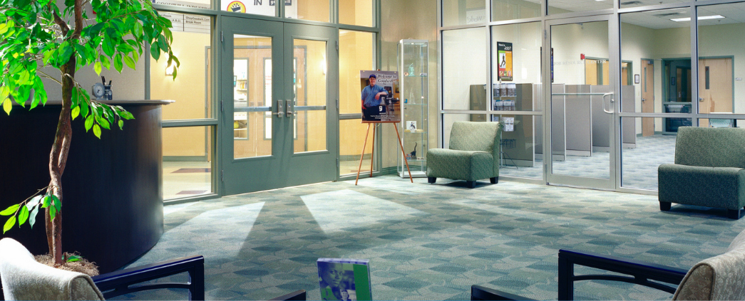 A picture of the lobby at the Goodwill of Delaware & Delaware County HQ