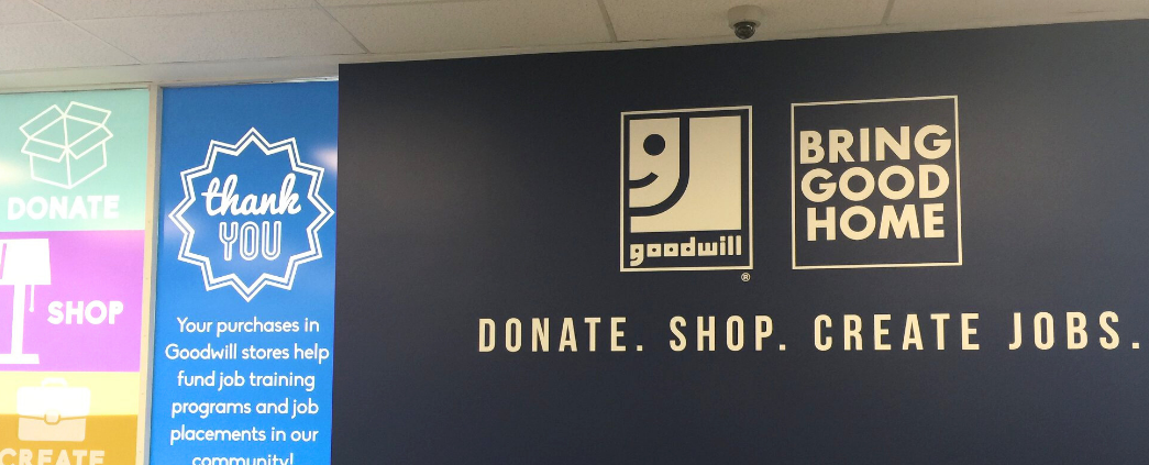A picture of the interior of a Goodwill retail store