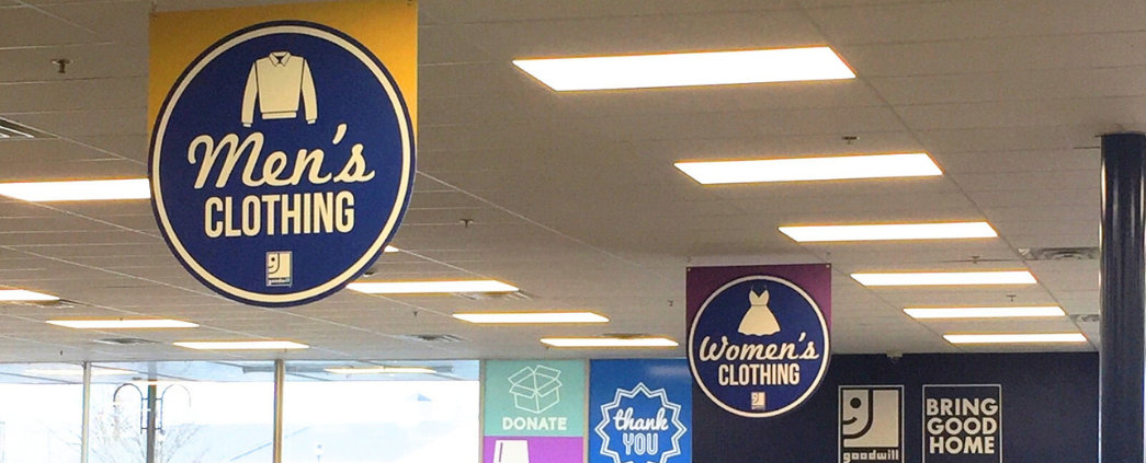 A picture of the interior of a Goodwill retail store
