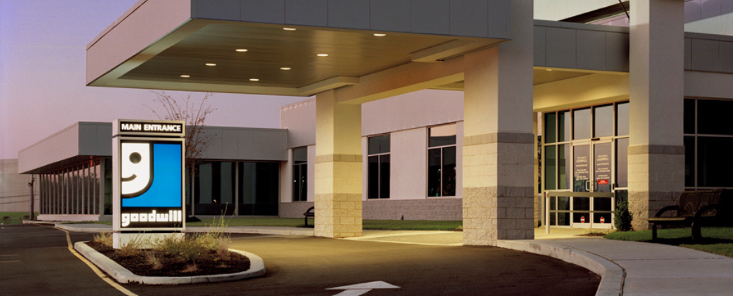 A picture of the sign in front of Goodwill of Delaware & Delaware County HQ