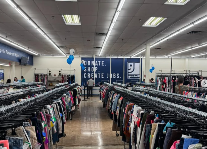 An interior picture of a Goodwill store location in Aston Pennsylvania