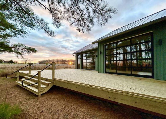A photo of the back deck at Harwood Nature Center