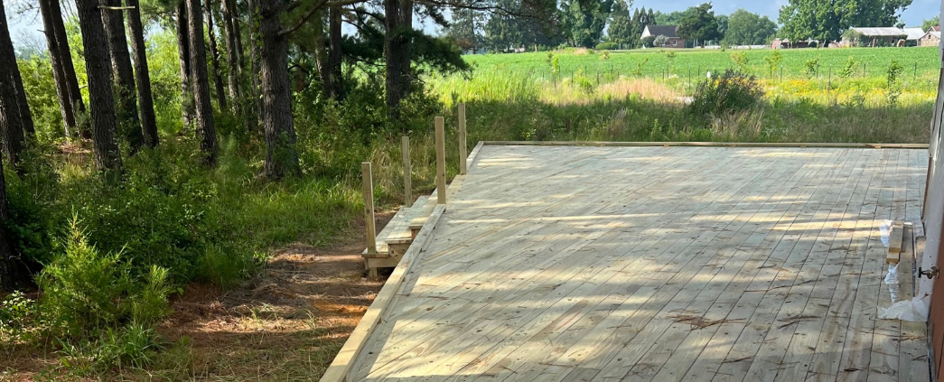 A photo of construction of Harwood Nature Center