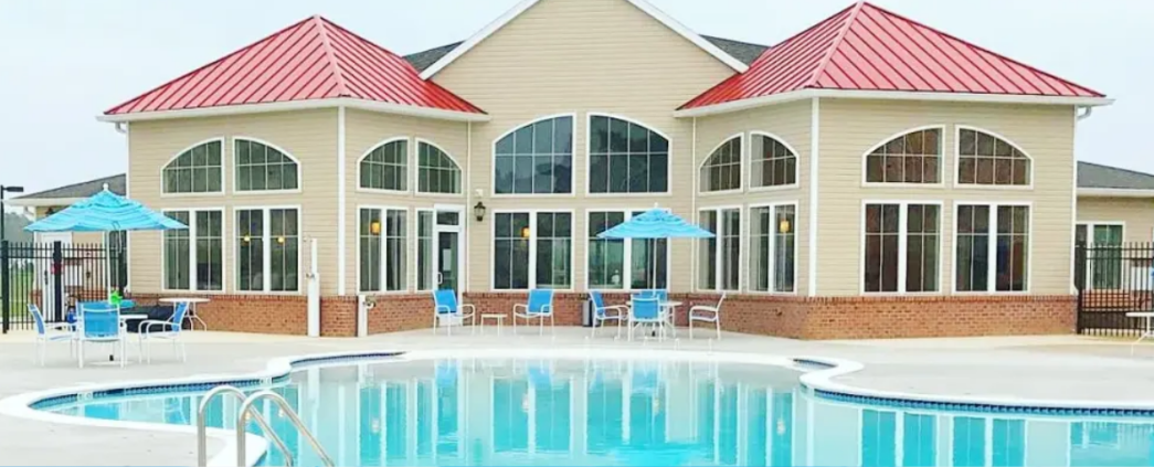 A photo of the pool area