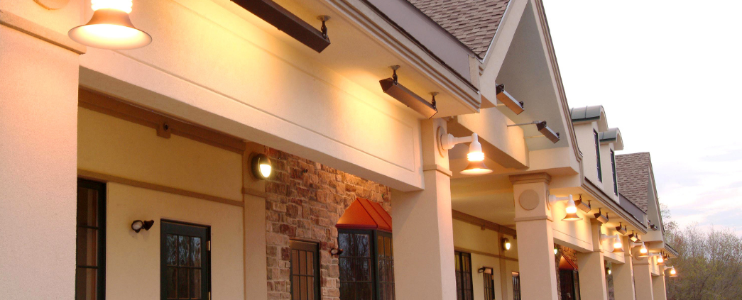 An exterior photos of the Shoppes at Louviers