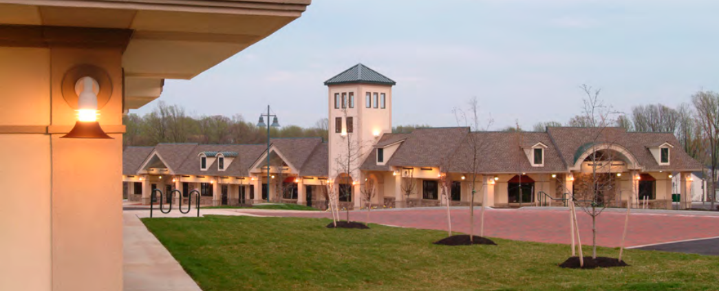 An exterior photos of the Shoppes at Louviers
