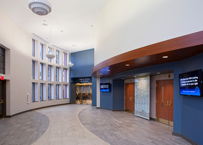 A photo of the lobby at the Medical Society Building