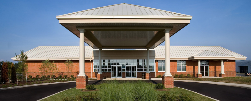 A photo of the exterior of the Plumbers & Pipefitters building.