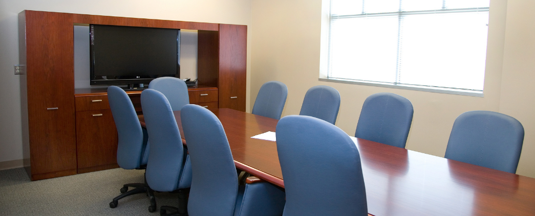 A photo of the conference room in the Plumbers & Pipefitters building.