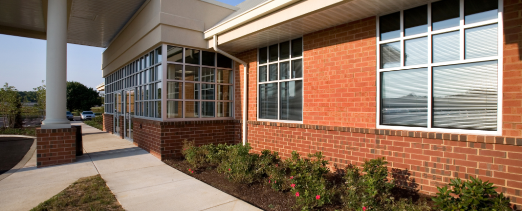 A photo of the exterior of the Plumbers & Pipefitters building.