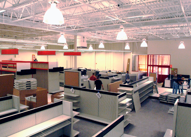 A picture of the interior of a Staples store