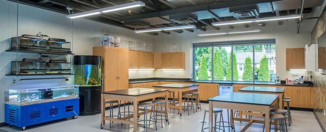 An interior photo of a lab at the Sultana Education Foundation