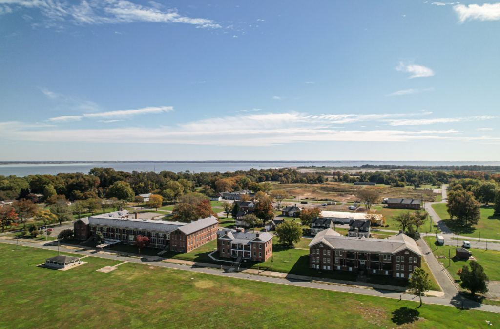 An aerial view of the Tilton Building