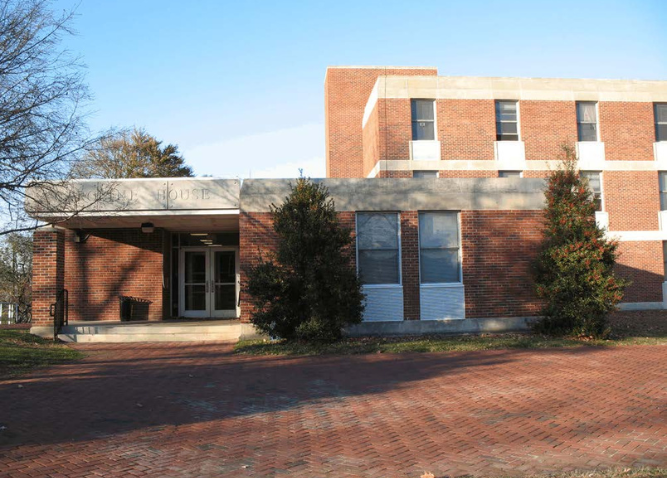 A photo of the exterior of a residence hall building at Washington College