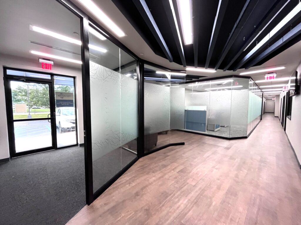 A picture of the renovated lobby at Ultrachem Inc.