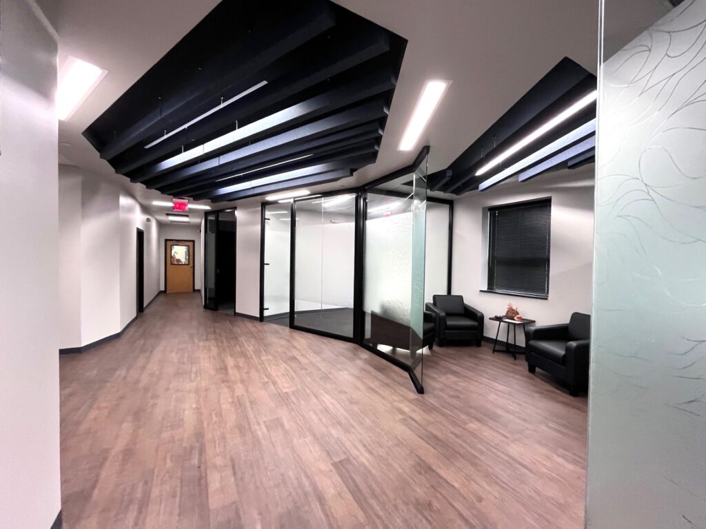 A picture of the renovated lobby at Ultrachem Inc.